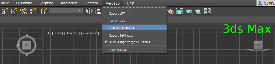 App Manager menu in 3ds Max