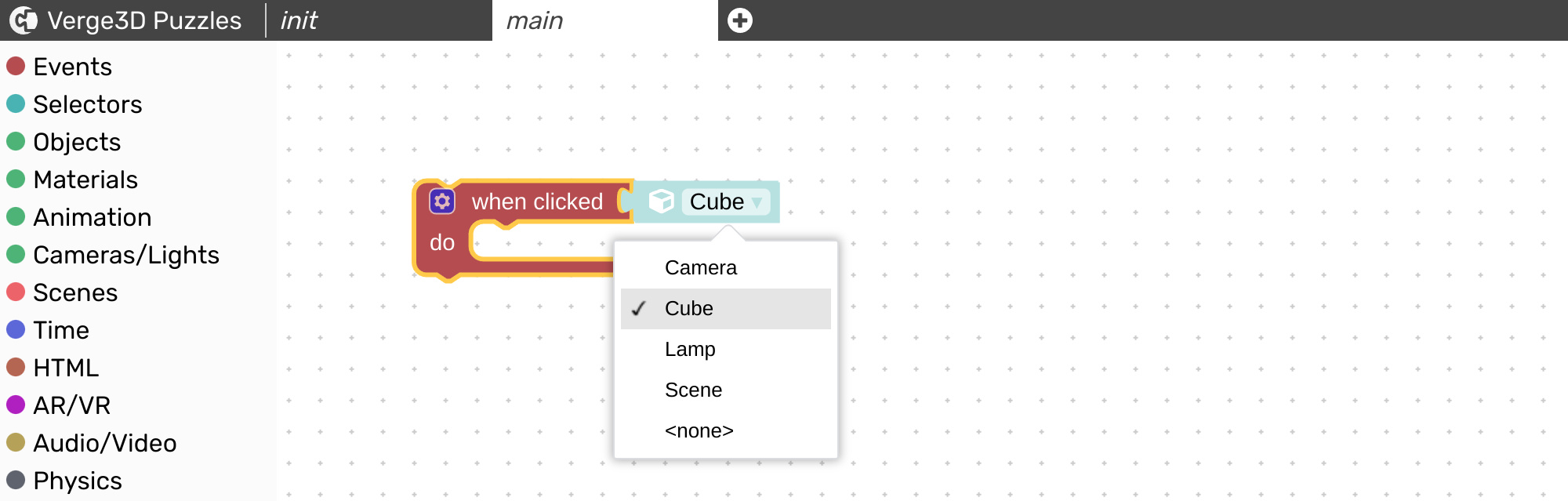 Adding when clicked puzzle from the toolbox