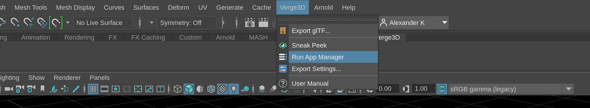 Running app manager from Maya