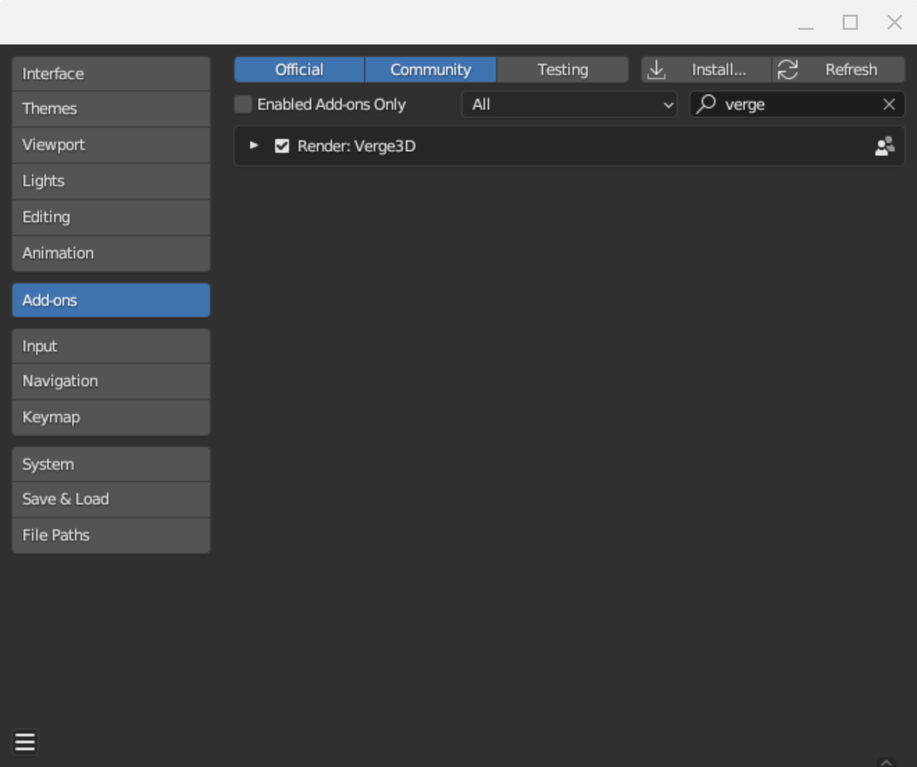 Activating addon in Blender for ChromeOS