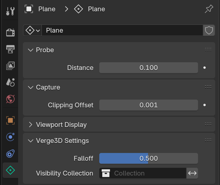 Blender plane light probe properties