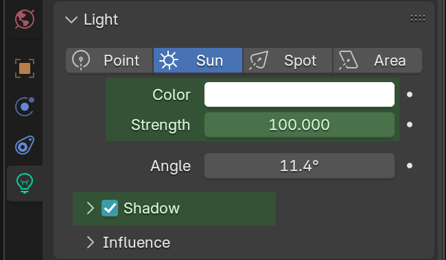 Blender sun light properties