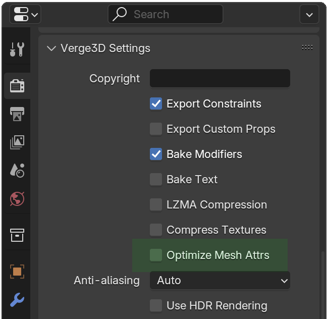 Disabling geometry optimization in Blender