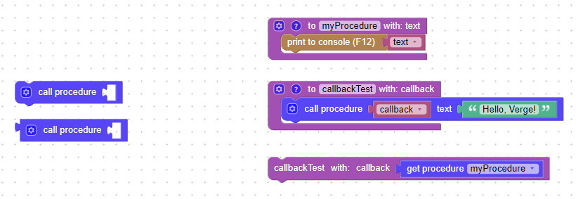 Call procedure visual programming block