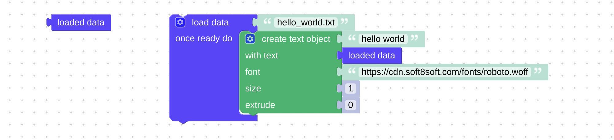 Loaded data visual programming block