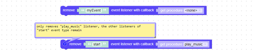 Visual programming block to remove event listeners