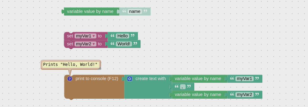 Visual programming block to get variable by name