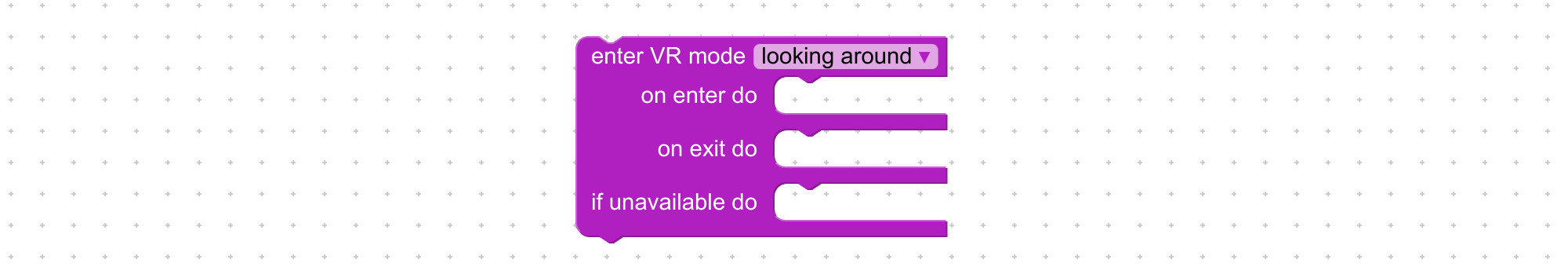 Visual programming block to enter VR mode