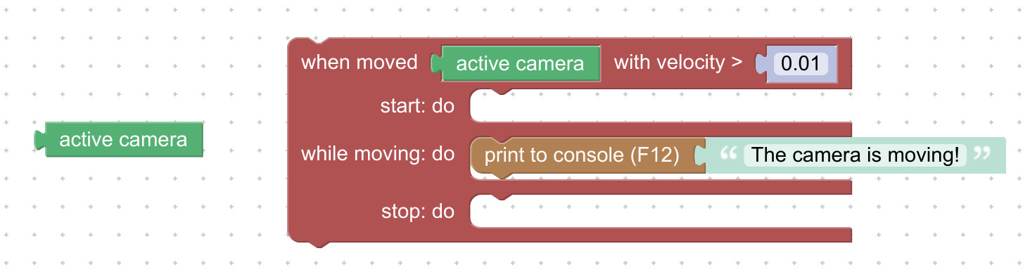 Get active camera visual programming block