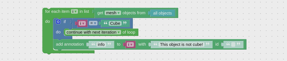 Example on using continue visual programming operator