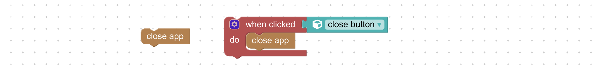 Visual logic block to close the app