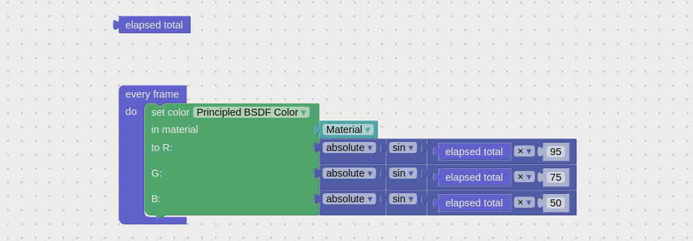 Visual programming block which returns time passed from app start