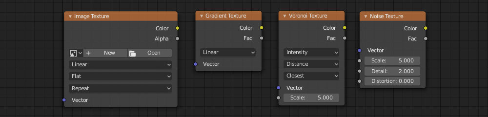 Various texture nodes used in Verge3D