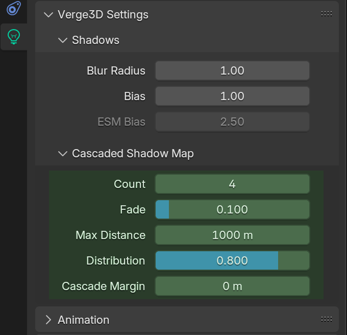 Cascade shadow settings in Blender