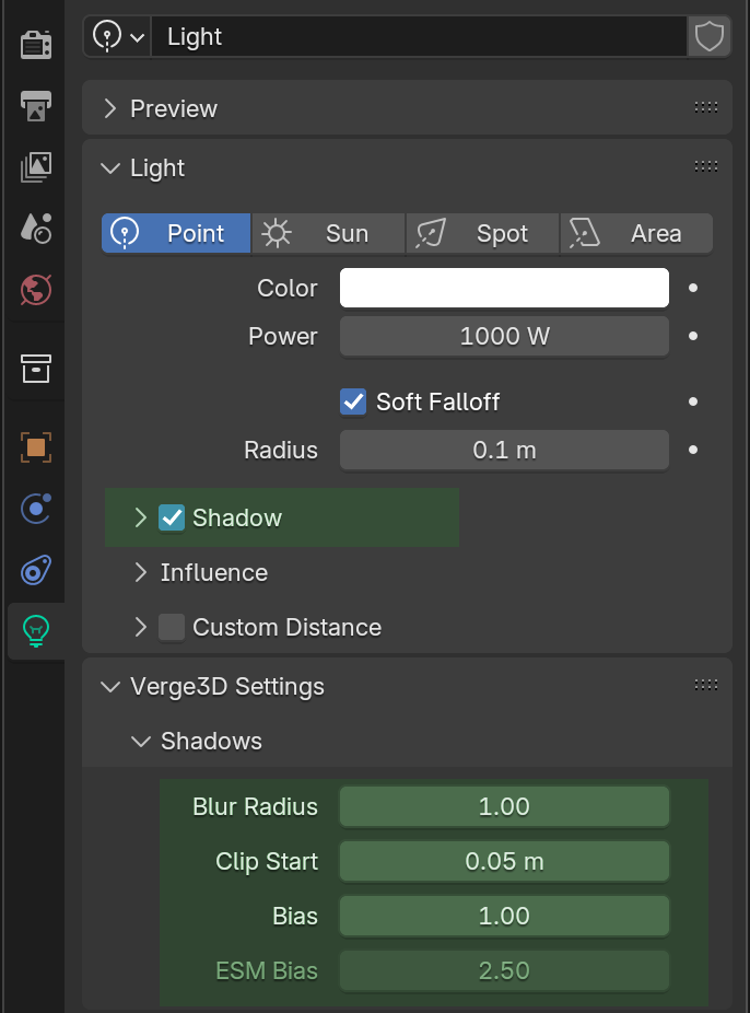 Per-light shadow settings in Blender