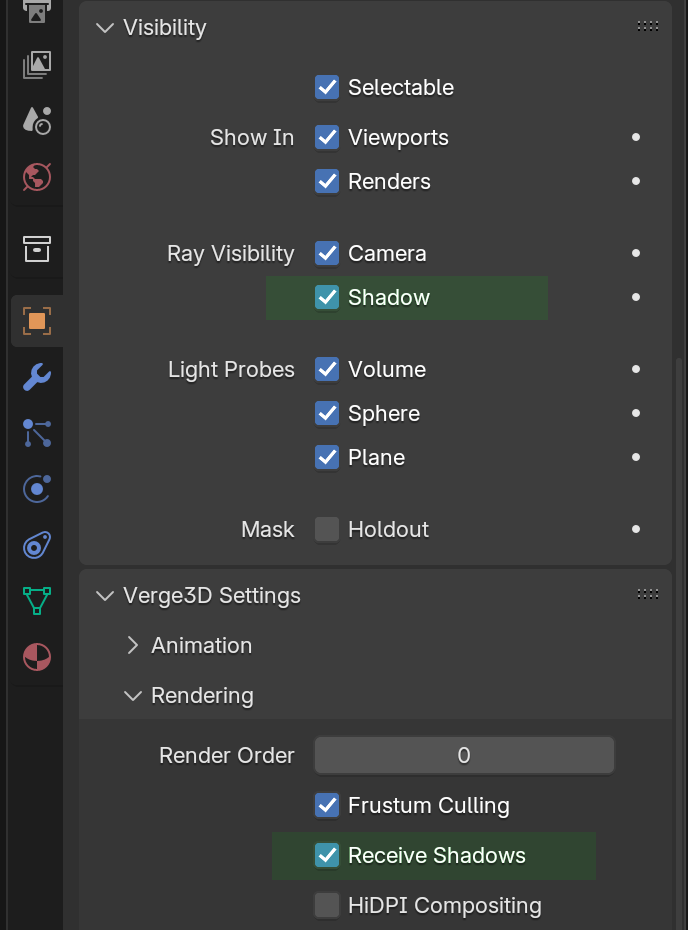 Object shadow settings in Blender