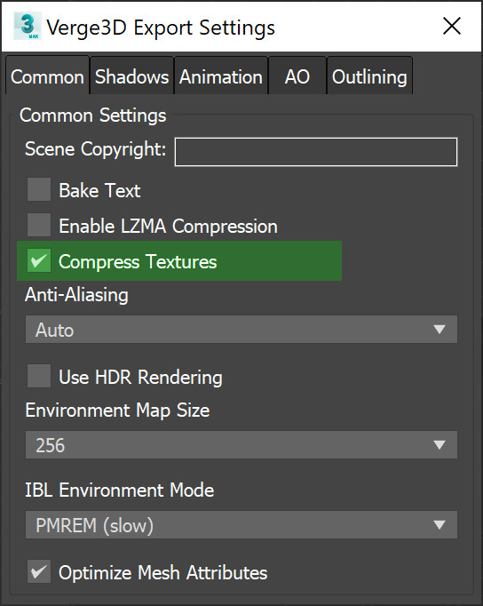Enable texture compression in 3ds Max