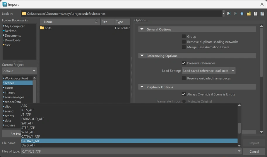 Importing CATIA files in Maya