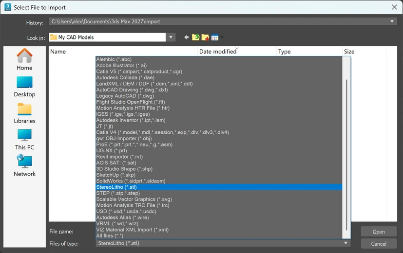 3ds Max STL import