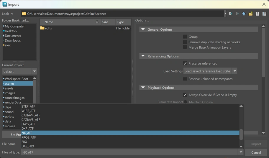Importing Siemens NX files in Maya