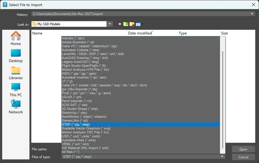 3ds Max STEP import