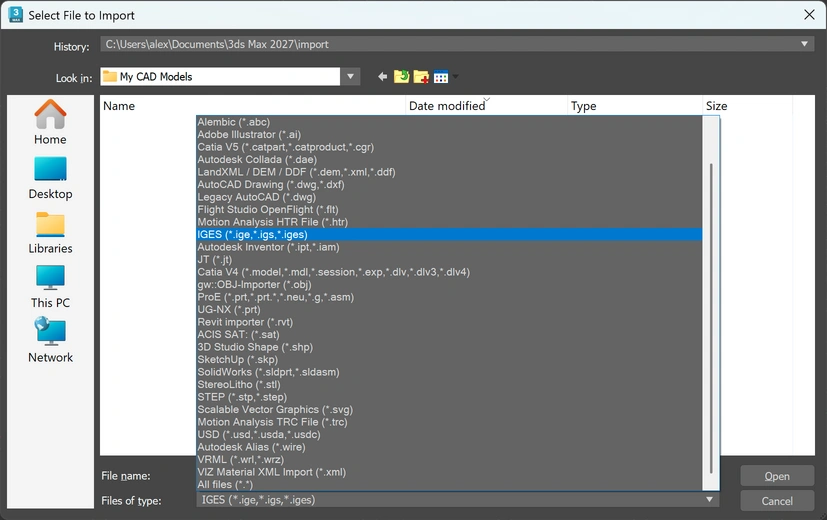3ds Max IGES import