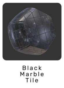 WebGL preview of black marble tile material exported from Blender Eevee to glTF/GLB