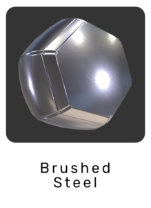 WebGL preview of brushed steel material exported from Blender Eevee to glTF/GLB