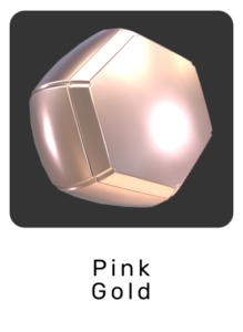WebGL preview of pink gold material exported from Blender Eevee to glTF/GLB