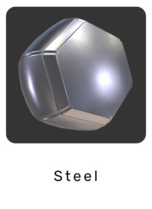 WebGL preview of steel material exported from Blender Eevee to glTF/GLB