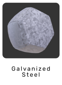 WebGL preview of galvanized steel material exported from 3ds Max to glTF/GLB