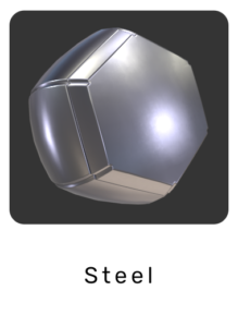 WebGL preview of steel material exported from 3ds Max to glTF/GLB