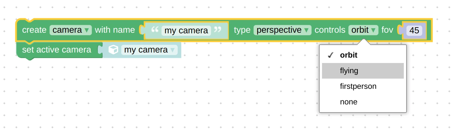 create camera puzzle in Verge3D for Blender - control types