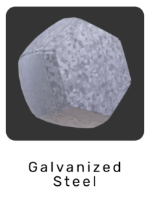 WebGL preview of galvanized steel material exported from 3ds Max to glTF/GLB