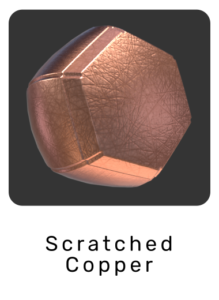 Scratched copper material exported from Maya to WebGL